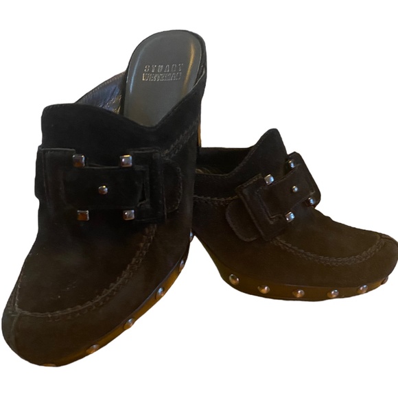 Stuart Weitzman double agent, heeled, suede, studded, mules. sz 5 - Picture 11 of 16